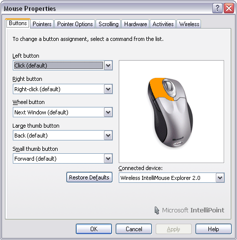 IntelliPoint Settings